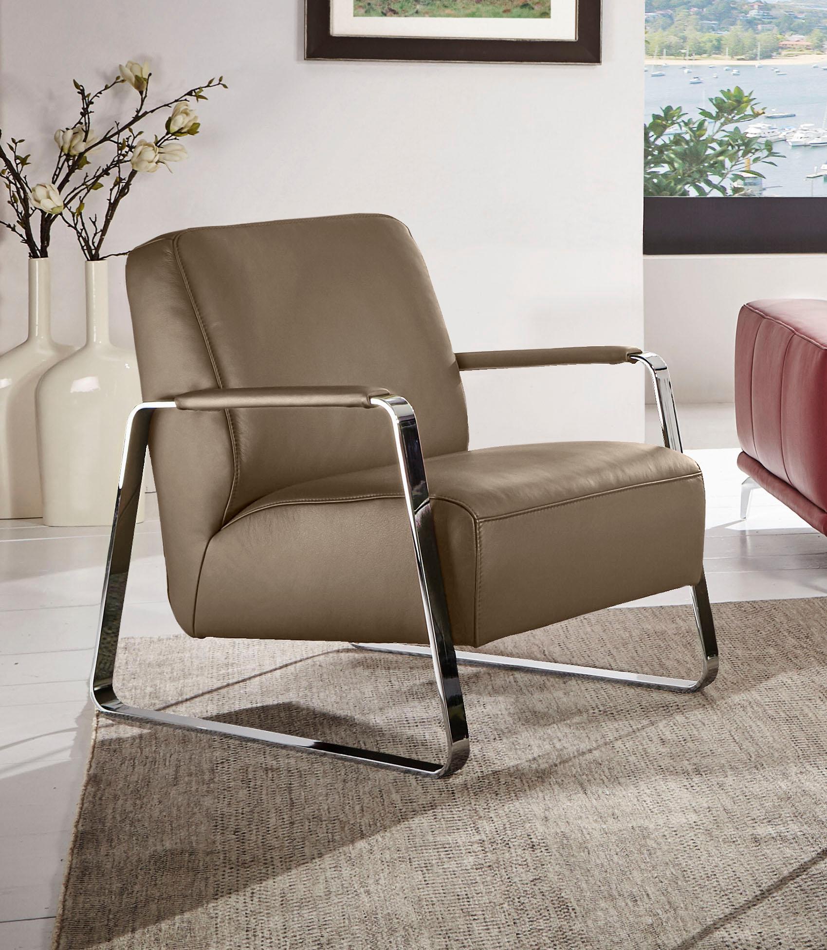 Cocktailsessel W.SCHILLIG "quadroo Designsessel, Loungesessel", orange (terra z73), B:65cm H:82cm T:82cm, Velourgewebe V41 (100% Polyester);Longlife Xtra-Leder Z59 - Glattleder;Longlife Xtra-Leder Z73 - Glattleder;Stoff S37 (100% Polyester):...