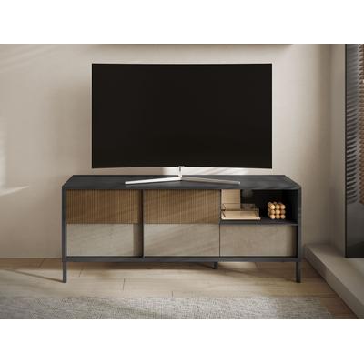 Lowboard INOSIGN "Everest Breite 156 cm, TV-Board mit 2 Türen u. 1 Schubkasten", grau (lava, lehmfarben, absetzung mercure (druck)), B:156cm H:64cm T:40cm, Sideboards, Fernsehtisch, TV-Schrank, Soft/Self Closing, Korpus 22 mm Image