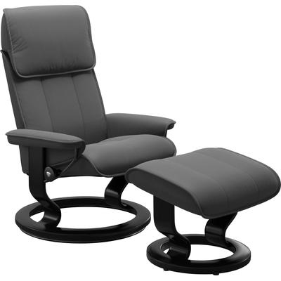 Relaxsessel STRESSLESS "Admiral", grau (grau batick), B:78cm H:98cm T:73cm, Leder BATICK: BATICK ist ein leicht korrigiertes, durchgefärbtes und genarbtes Möbelleder, bei dem die meisten Unebenheiten und Spuren in der Regel entfernt wurden., Sessel,... Image