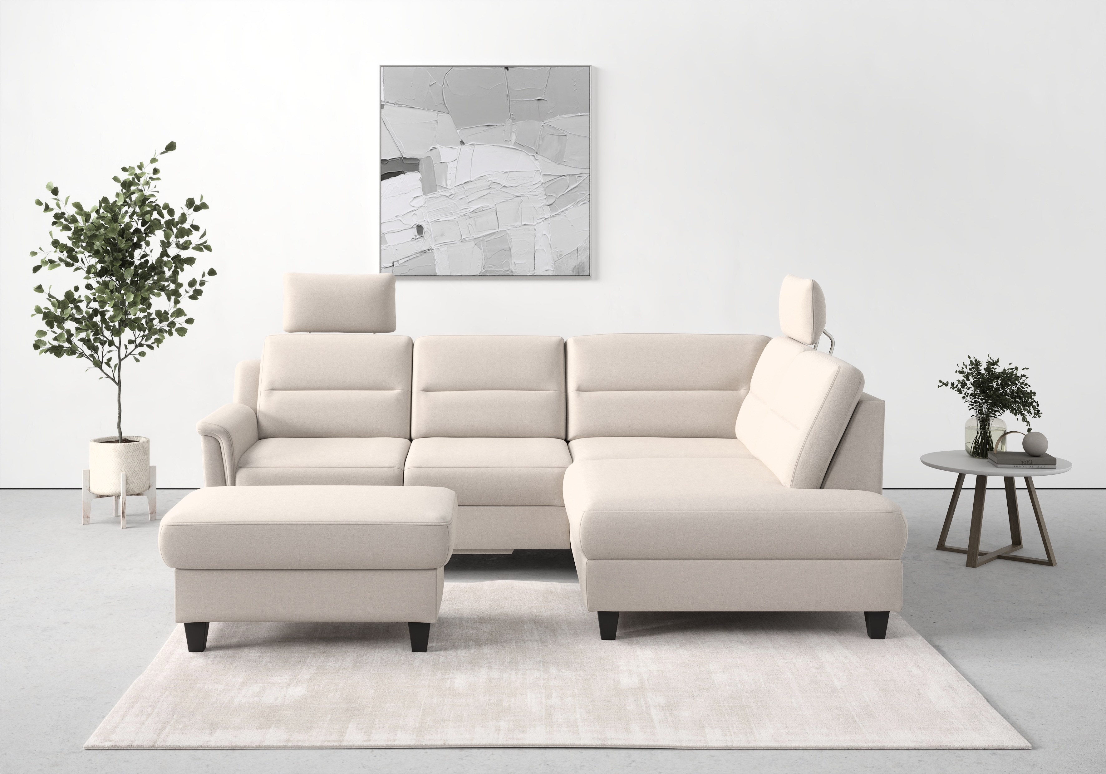 Ecksofa SIT & MORE "Farö L-Form", grau (elephant), B:251cm H:90cm T:187cm, Sofas, inklusive Federkern, wahlweise mit Bettfunktion und Bettkasten