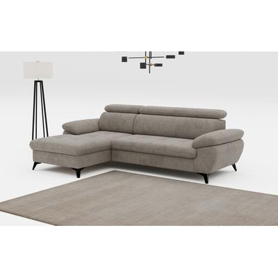 Ecksofa COTTA "Hudson L-Form", grau (elephant), B:261cm T:166cm, Sofas, mit Kopfteilverstellung, wahlweise mit Bettfunktion & Bettkasten Image