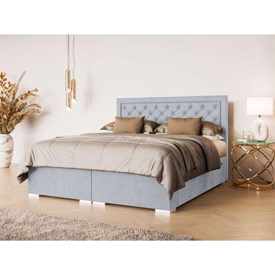 Polsterbett LEONIQUE "SACY mit Matratze und Topper, in 2 Breiten (160 und 180 cm)", silber, B:182cm H:121cm L:209cm, 100% Polyester, Betten, Boxspringbett mit Kopfteil, Bettkasten, Matratze (BFK/TFK) und Topper Image