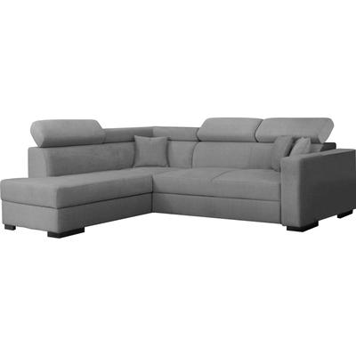 Ecksofa HOME AFFAIRE "Tulio L-Form", silber, B:267cm H:95cm T:198cm, Struktur fein (100% Polyester), Struktur (100% Polyester), Samtstruktur (100% Polyester), Sofas, wahlweise mit Bettfunktion und Bettkasten, incl. 3 Zierkissen Image