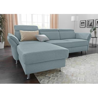 Ecksofa SIT & MORE "Avignon L-Form", blau (aqua), B:259cm H:97cm T:172cm, Flachgewebe (90% Polyester, 10% Polyamid), Luxus-Microfaser (100% Polyester), Struktur (100% Polyester), Sofas, Kopfteilverstellung, wahlweise mit Bettfunktion und Bettkasten Image