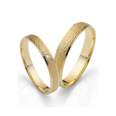 Trauring FIRETTI "Schmuck Geschenk Gold 750 Hochzeit Ehering "LIEBE" Gr. 60, gold (gelbgoldfarben), Fingerringe, 60, ohne Brillant, Gelbgold 585, 4mm, Made in Germany, wahlweise mit oder ohne Brillant Image