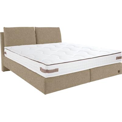 Boxspringbett BIRKENSTOCK "Linz", beige (graubeige cww 22), B:183,5cm L:230,5cm, Loden CWW (70% Wolle, 25% Polyamid, 5% andere Fasern), Scheuertouren 40000, Komplettbetten, Boxspringbett, mit Kopfteil in Kissenoptik Image