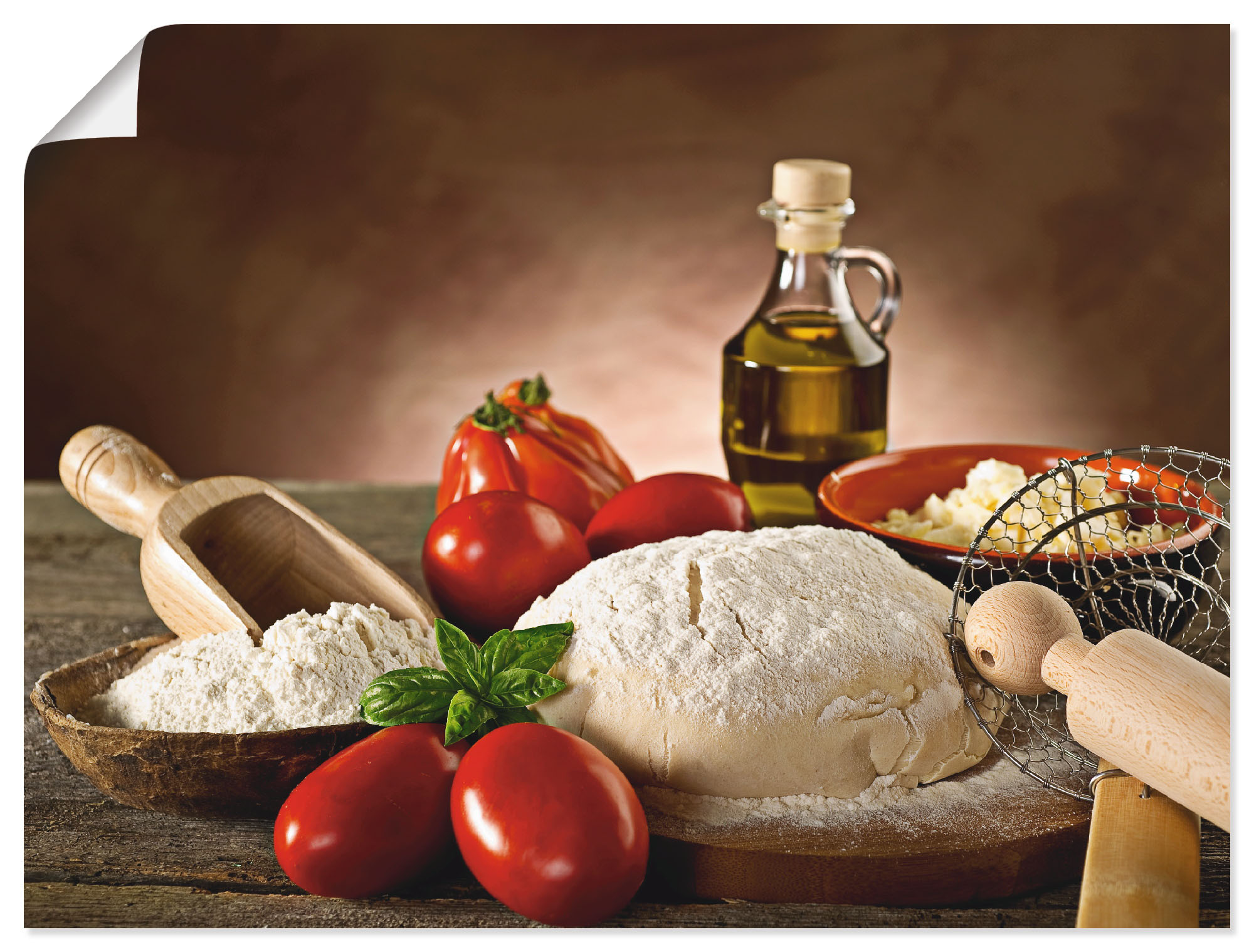 Wandbild ARTLAND "Teig für Pizza", beige (farbe bild(er): naturfarben), B:40cm H:30cm, Bilder, als Alubild, Outdoorbild, Leinwandbild, Poster in verschied. Größen Image