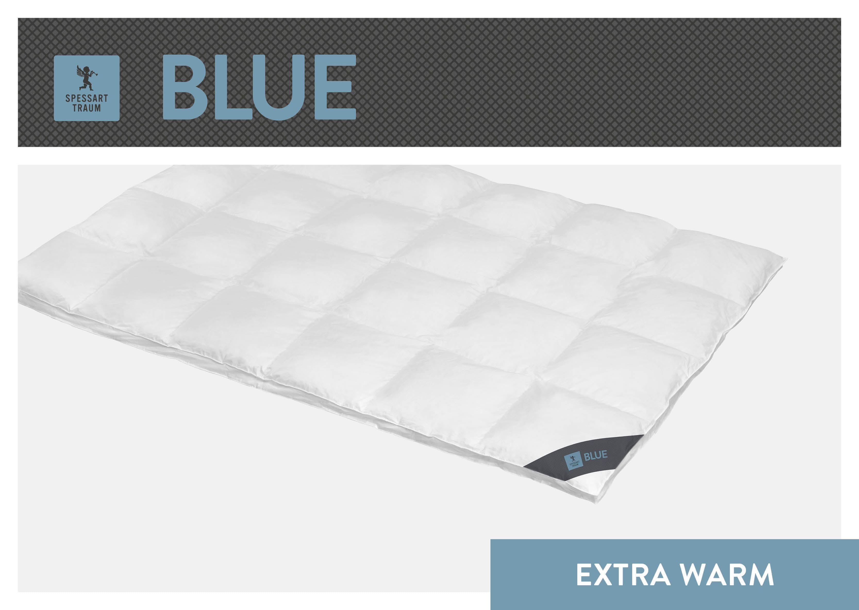 Daunenbettdecke SPESSARTTRAUM "Blue", weiß, B:240cm L:220cm, Bezug: 100% Baumwolle. Füllung: 60% Daunen, 40% Federn, Bettdecken, hergestellt in Deutschland, allergikerfreundlich Image