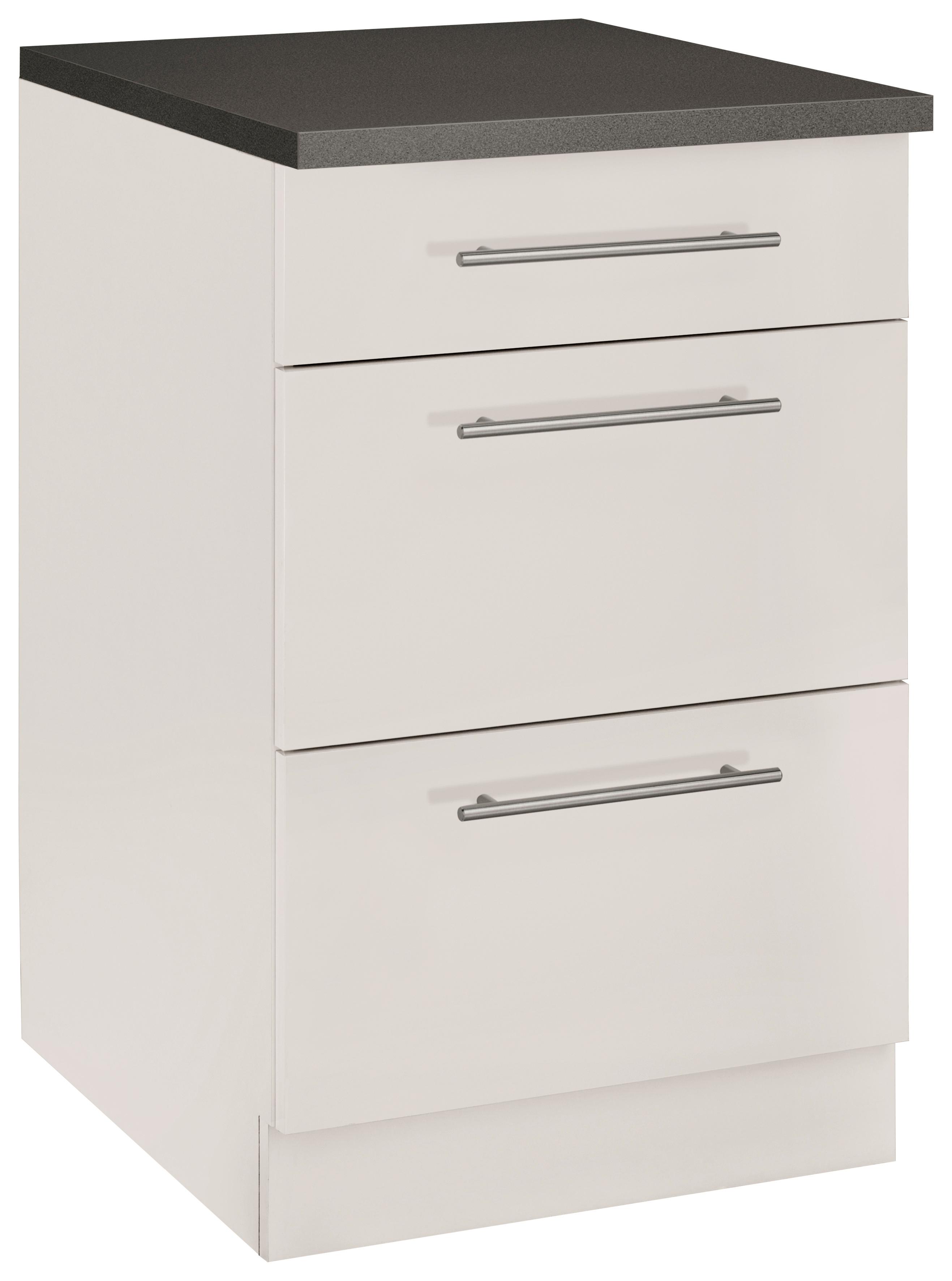 Unterschrank WIHO KÜCHEN "Cali", beige (front und korpus: cashmere, arbeitsplatte: granit grau), B:50cm H:85cm T:60cm, Schränke, 50 cm breit, mit 2 großen Auszügen