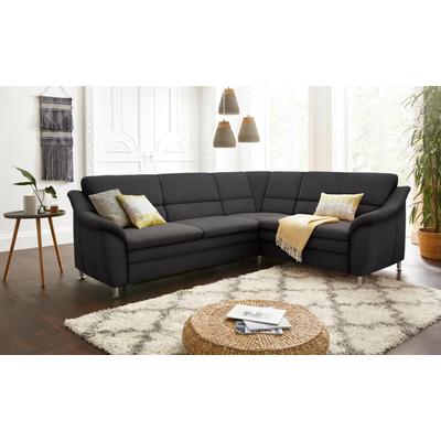Ecksofa SIT & MORE "Cardoso L-Form", grau (anthrazit), B:249cm H:90cm T:209cm, Flachgewebe (100% Polyester), Struktur (100% Polyester), Luxus-Microfaser (90% Polyester, 10% Polyamid), Sofas, mit Federkern, wahlweise mit Bettfunktion und Schubkasten Image