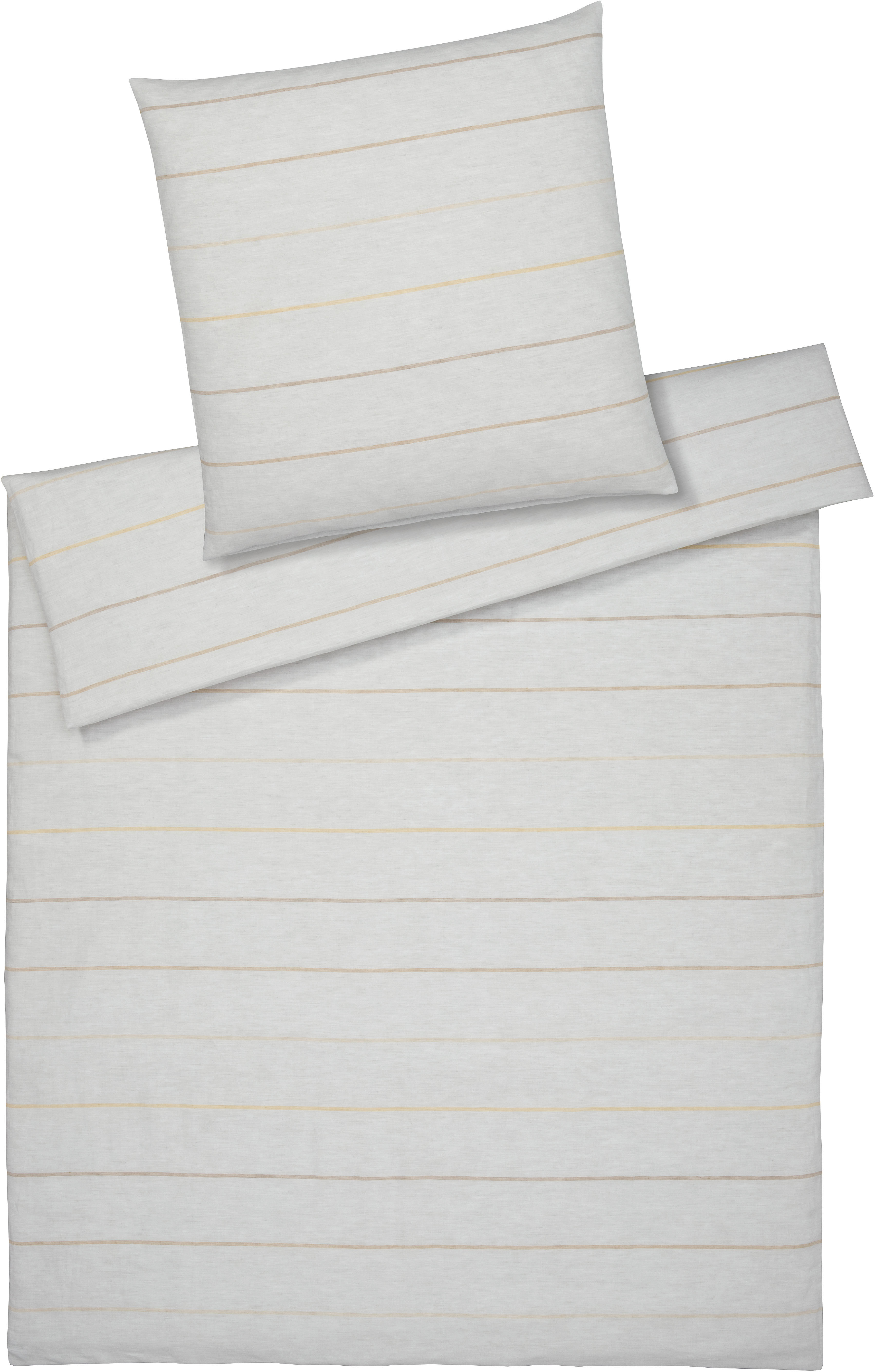 Bettwäsche ELEGANTE "Balance", braun (kurkuma), B/L: 155cm x 220cm, 1 Stk., 1 Stk., Halbleinen, B/L: 80cm x 80cm, 2 Stk., Halbleinen, Obermaterial: 50% Baumwolle, 50% Leinen, Bettwäsche, angenehmes Hautgefühl Image