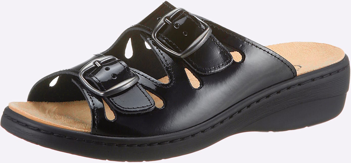 Pantolette CLASSIC, Damen, Gr. 42, schwarz, Lackleder, Schuhe