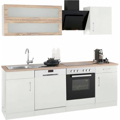 Küchenzeile KOCHSTATION "KS-Utah", weiß (front: weiß matt, korpus: weiß, arbeitsplatte: eiche sonoma), B:220cm T:60cm, Komplettküchen-Sets, ohne E-Geräte, Breite 220 cm Image