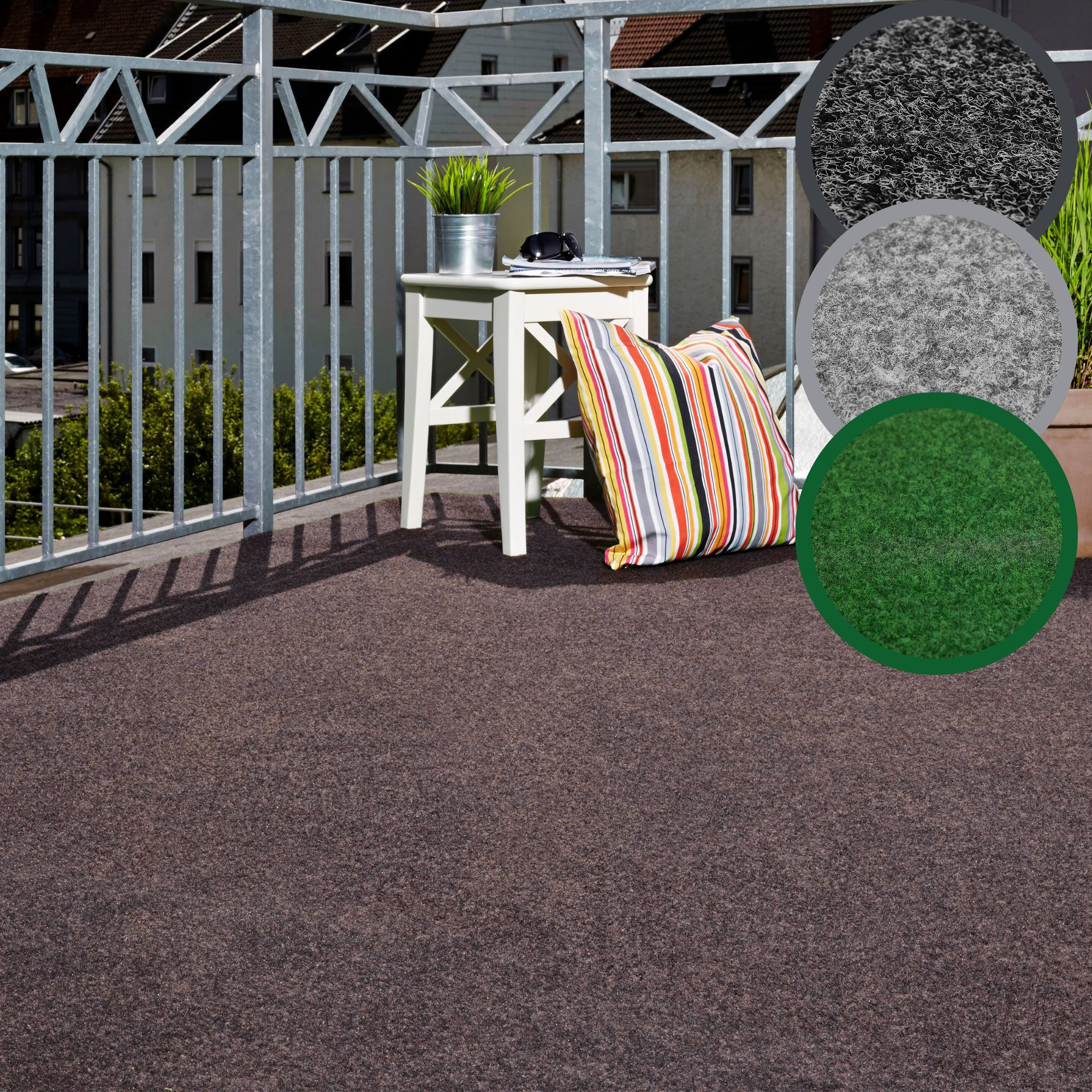 Kunstrasen ANDIAMO "Aberdeen, Made in Belgium", braun, B:200cm H:10mm L:1.400cm, Nadelfilz, Teppiche, mit Drainagenoppen, für Balkon, Terrasse, Wintergarten, Nadelfilz