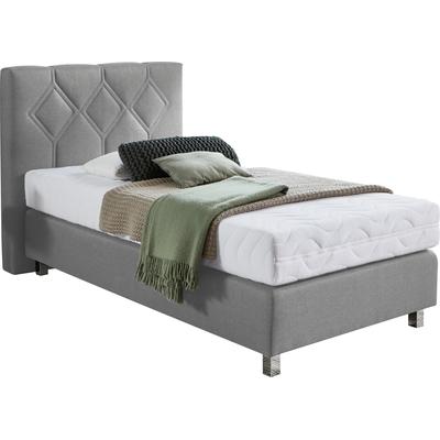 Boxspringbett "Phönix", grau, B:135cm L:210cm, Bezug Bett: Microvelours (100% Polyester) oder Feinstruktur (100% Polyester), Bezug Bonnell-Federkernmatratze: 100% Polyester, Bezug Kaltschaummatratze: 100% Polyester, Bezug... Image