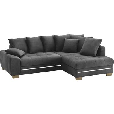 Ecksofa MR. COUCH "Nikita II, L-Form", schwarz (memphis 17 schwarz), B:243cm H:88cm T:190cm, Memphis (Grundgewebe - 100% Polyester; Nutzschicht- 90% Polyester / 10% Polyamide), Sofas, mit Kaltschaum, RGB-LED Beleuchtung, wahlweise mit Bett, Bettkasten Image