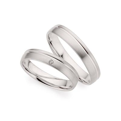 Trauring PHÖNIX "Schmuck Geschenk Gold 333 Trauring Ehering LIEBE versch. Varianten" Gr. 65, weiß (weißgoldfarben), Fingerringe, 65, ohne Brillant, Weißgold 333, 4,0mm, Made in Germany, wahlweise mit oder ohne Brillant Image