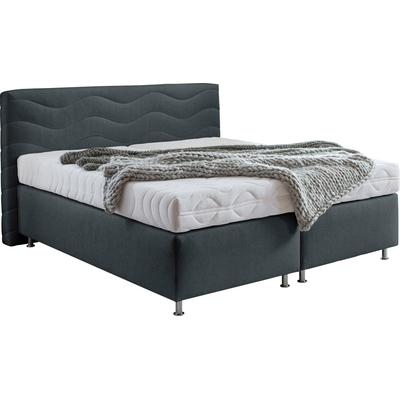Boxspringbett "Sigma", grau (charcoal), B:175cm L:210cm, Bezug Bett: Microvelours (100% Polyester) oder Feinstruktur (100% Polyester), Bezug Bonnell-Federkernmatratze: 100% Polyester, Bezug Kaltschaummatratze: 100% Polyester, Bezug... Image