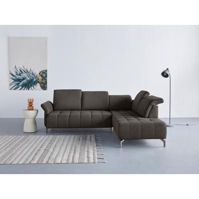 Ecksofa INOSIGN "Fresh L-Form", grau (mittelgrau), B:260cm H:79cm T:220cm, 98% Polyester 2% Polyamid, Sofas, Federkern, wahlweise Kopfteilverstellung und motorischer Vorziehsitz Image
