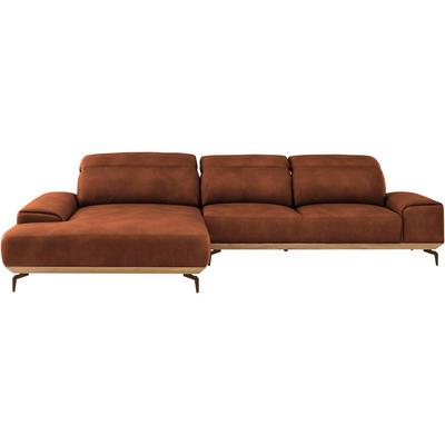 Wohnlandschaft MUSTERRING "MR 2490", braun (cognac, b), B:342cm T:207cm, Sofas, Bronze-Fuß, Sitzhöhe 48cm, wahlweise mit Funktionen, Maße 342 x 207 cm Image