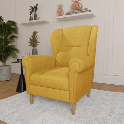 Ohrensessel HOME AFFAIRE "OSTIANO B/T/H: 80/82/98 cm, Sessel", gold, B:80cm H:98cm T:82cm, 92% Polyester, 8% Nylon, Sessel, Einzelstück, dicke geschwungene Armlehnen, uni und kariert Image
