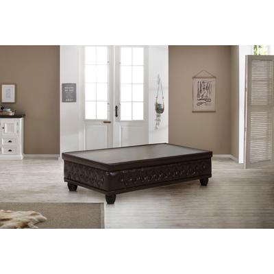 Couchtisch HOME AFFAIRE "Rysum", braun (dunkelbraun, transparent), B:120cm H:31cm T:70cm, Luxus-Microfaser Lederoptik (100% Polyester), Kunstleder, Tische, passend zur Polsterserie "Rysum", mit Glasplatte Image