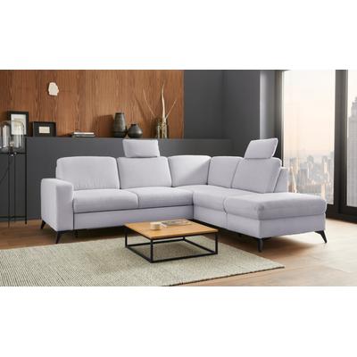 Ecksofa PLACES OF STYLE "Lolland L-Form", silber, B:249cm H:88cm T:212cm, Struktur imprägniert - feucht abwischbar (100% Polyester), Struktur Flausch (90% Polyester, 10% Polyamid), Luxus-Microfaser ALTARA NUBUCK (100% Polyester), Sofas, Wahlweise... Image