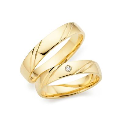 Trauring PHÖNIX "Schmuck Geschenk Gold 333 Ehering LIEBE, 930792, 930793" Gr. 65, gold (gelbgoldfarben), Fingerringe, 65, 0,02 ct SI = kleine Einschlüsse mit Brillant, Gelbgold 333, 4mm, Made in Germany Image