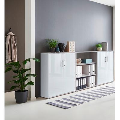 Büromöbel-Set BMG MÖBEL "Tabor", grau (lichtgrau, weiß hg), Holzwerkstoff, Arbeitsmöbel-Sets Image