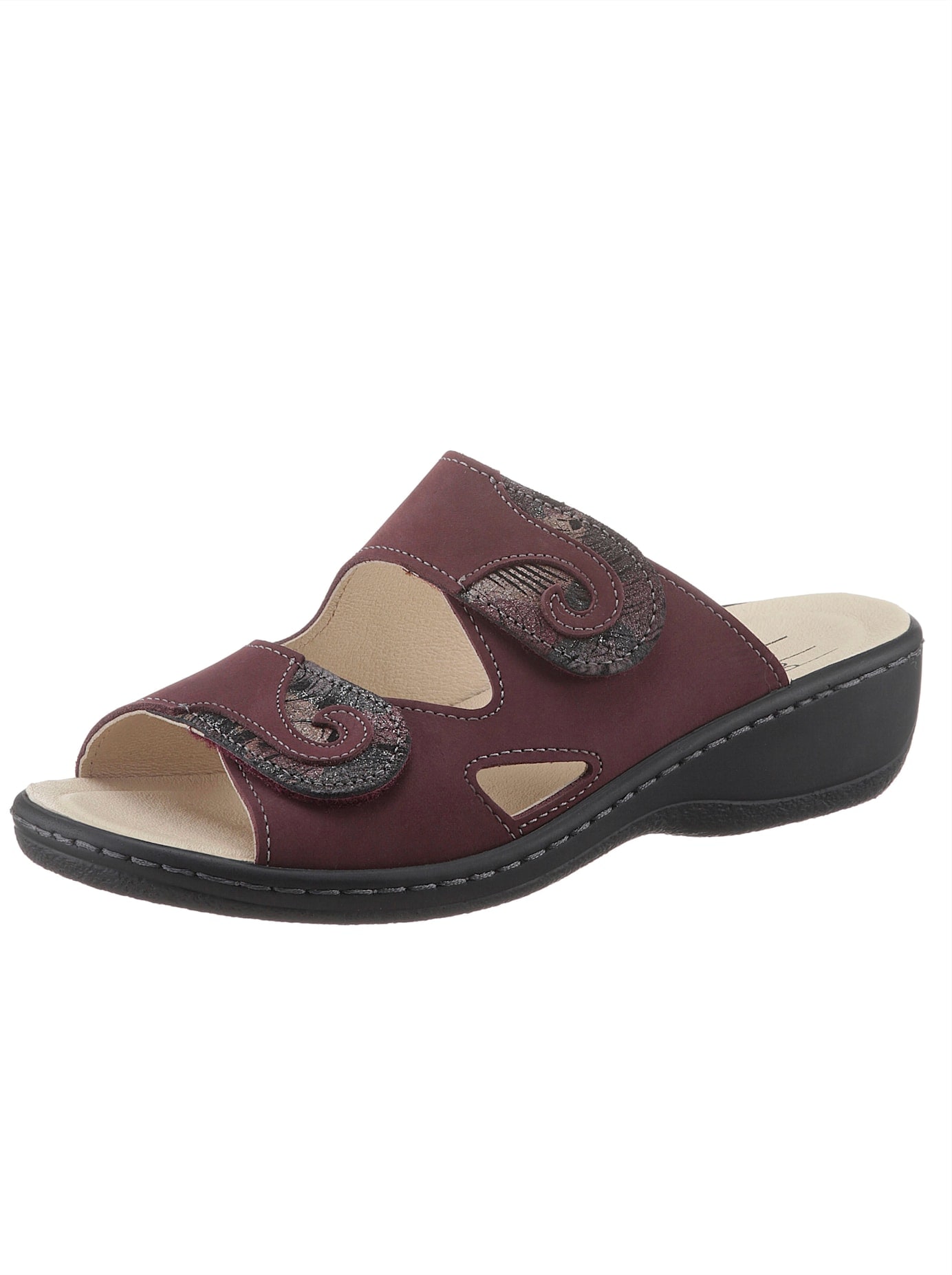 Pantolette BELVIDA, Damen, Gr. 36, rot (bordeaux), Veloursleder, Basic, Schuhe Pantolette
