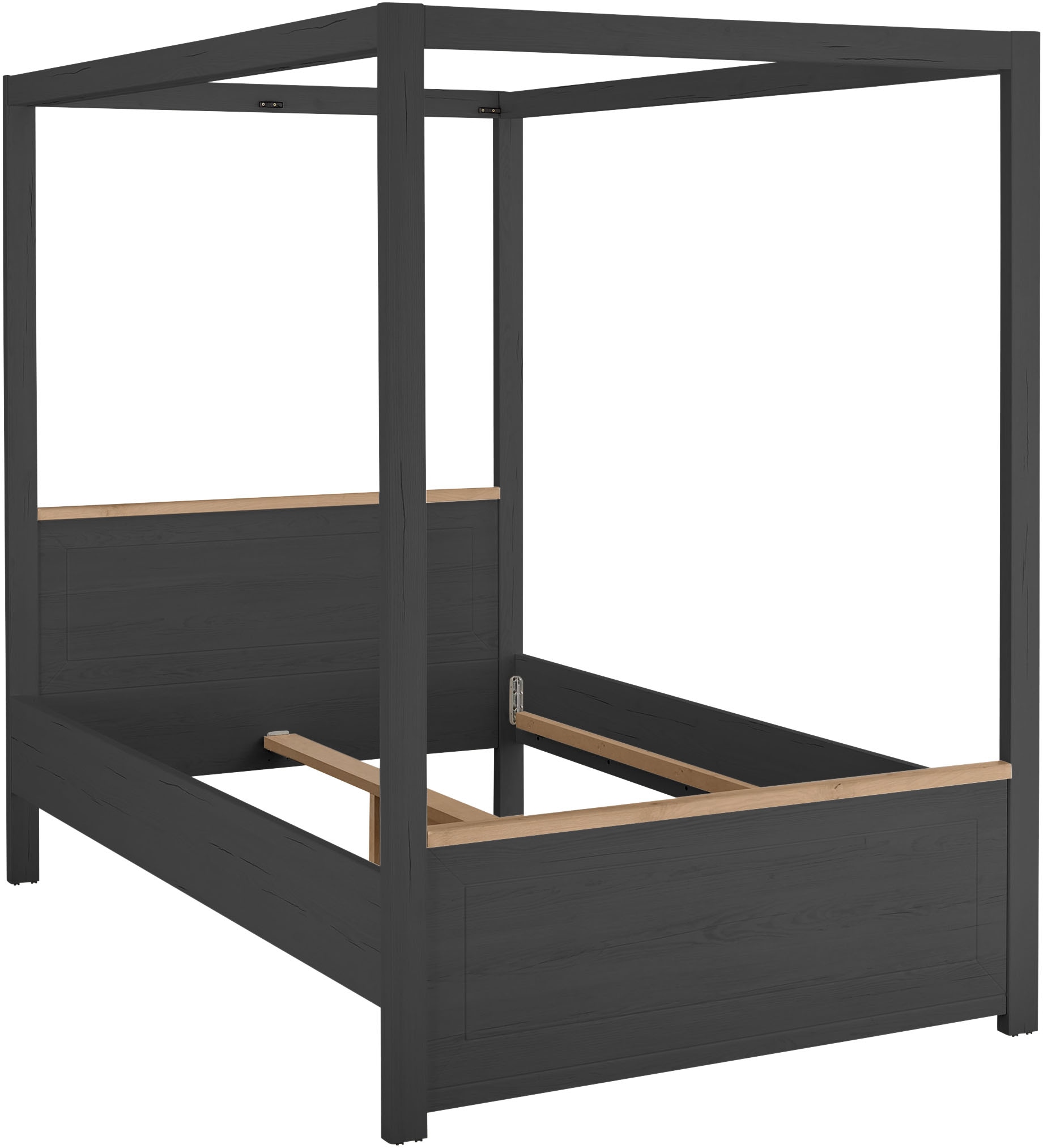 Himmelbett "York Schlafen", grau (grau anthrazit, grau anthrazit, grau anthrazit), B:145,6cm H:200,4cm L:208,4cm, SET ONE BY MUSTERRING, Betten, Liegefläche 140 x 200 cm, drei Farbausführungen, Landhausstil