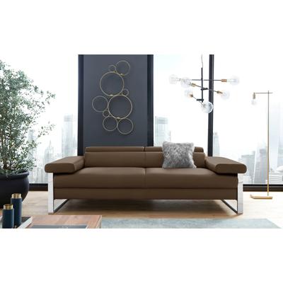 2-Sitzer W.SCHILLIG "finn", braun (mocca s37), B:230cm H:71cm T:106cm, Flachgewebe S22 (100% Polyester), Stoff S37 (100% Polyester), Longlife Xtra-Leder Z59: Glattleder mit modischer Prägung. Hautstärke 0, 9 - 1, 1 mm, Sofas, German Design Award... Image