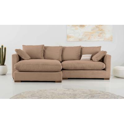 Ecksofa HOME AFFAIRE "Coray", braun (light braun), B:266cm H:80cm T:153cm, 100% Polyester, Sofas, Breite 266 cm, extra weich und kuschelig, mit Federn und Daunen Image