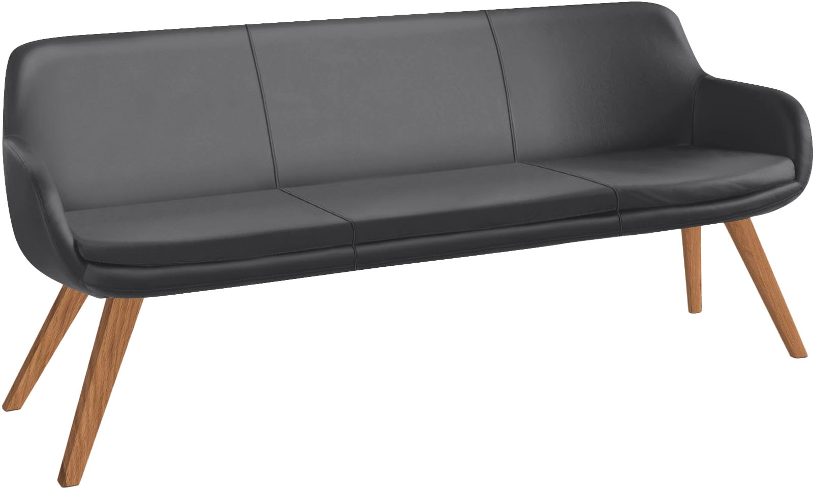 Essbank MUSTERRING "Tavia", grau (dunkelgrau, wildeiche), B:180cm H:87cm T:66cm, Sitzbänke, Essbank, Stativgestell Wildeiche massiv geölt, Breite 180, 200 oder 220 cm