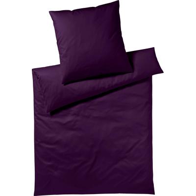 Bettwäsche YES FOR BED "Pure & Simple Uni in Gr. 135x200, 155x220 oder 200x200 cm", lila (pflaume), B/L: 155cm x 200cm, , Mako-Satin, B/L: 80cm x 80cm, Mako-Satin, Obermaterial: 100% Baumwolle, Bettwäsche, Bettwäsche aus Baumwolle, zeitlose... Image