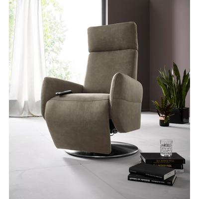Relaxsessel PLACES OF STYLE "Kobra", grau (taupe), B:71cm H:108cm T:82cm, Luxus-Kunstleder, NaturLEDER (echtes Rindsleder), Luxus-Microfaser Vintageoptik (100% Polyester), kein typischer Microfaser Bezug, Sessel, in Größe S, wahlweise mit Motor und... Image