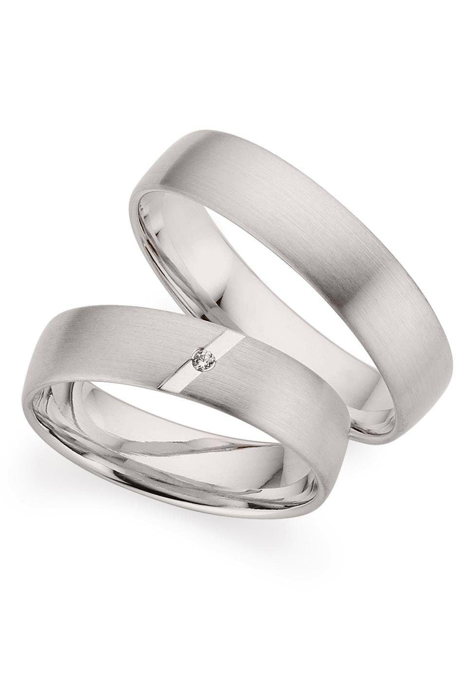Trauring PHÖNIX "Schmuck Geschenk Gold 333 Trauring Ehering LIEBE versch. Varianten" Gr. 61, weiß (weißgoldfarben), Fingerringe, 61, ohne Brillant, Weißgold 333, 5mm, Made in Germany, wahlweise mit oder ohne Brillant Image