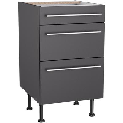 Unterschrank KOCHSTATION "KS-Bern2", grau (anthrazit, anthrazit), B:50cm H:87cm T:58,4cm, Spanplatte, Schränke, Breite 50 cm, 1 Schubkasten, 2 Auszüge Image
