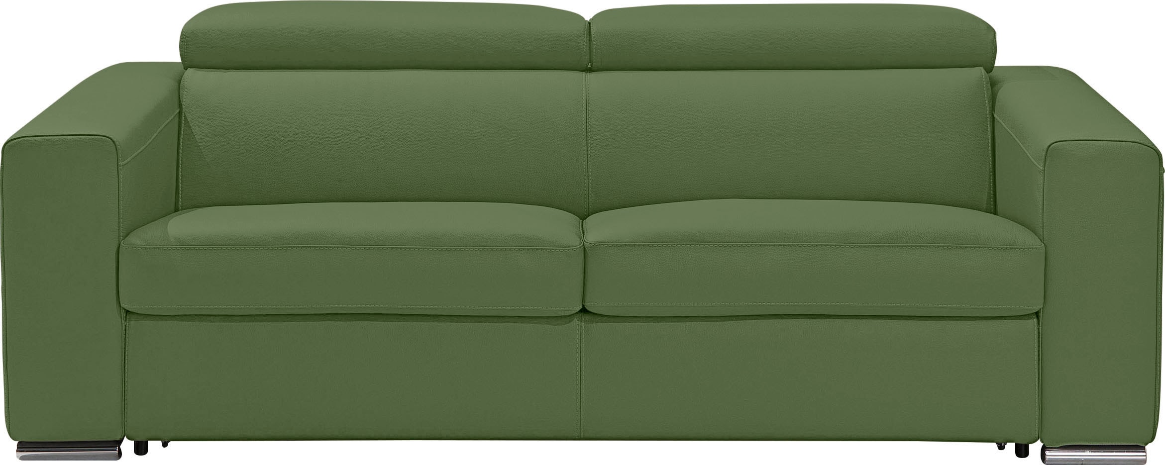 Schlafsofa EGOITALIANO "Cabiria, Design und super Sitz- und Liegekomfort", grün, B:226cm H:97cm T:103cm, Sofas, Schlafsofa, Sofa inkl. Schlaffunktion, Kopfteile verstellbar, mit Metallfüßen
