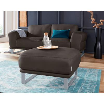 Hocker W.SCHILLIG "montanaa", braun (braun z59), B:71cm H:42cm T:71cm, Hocker, mit Metallkufen in Silber matt, Breite 71 cm Image