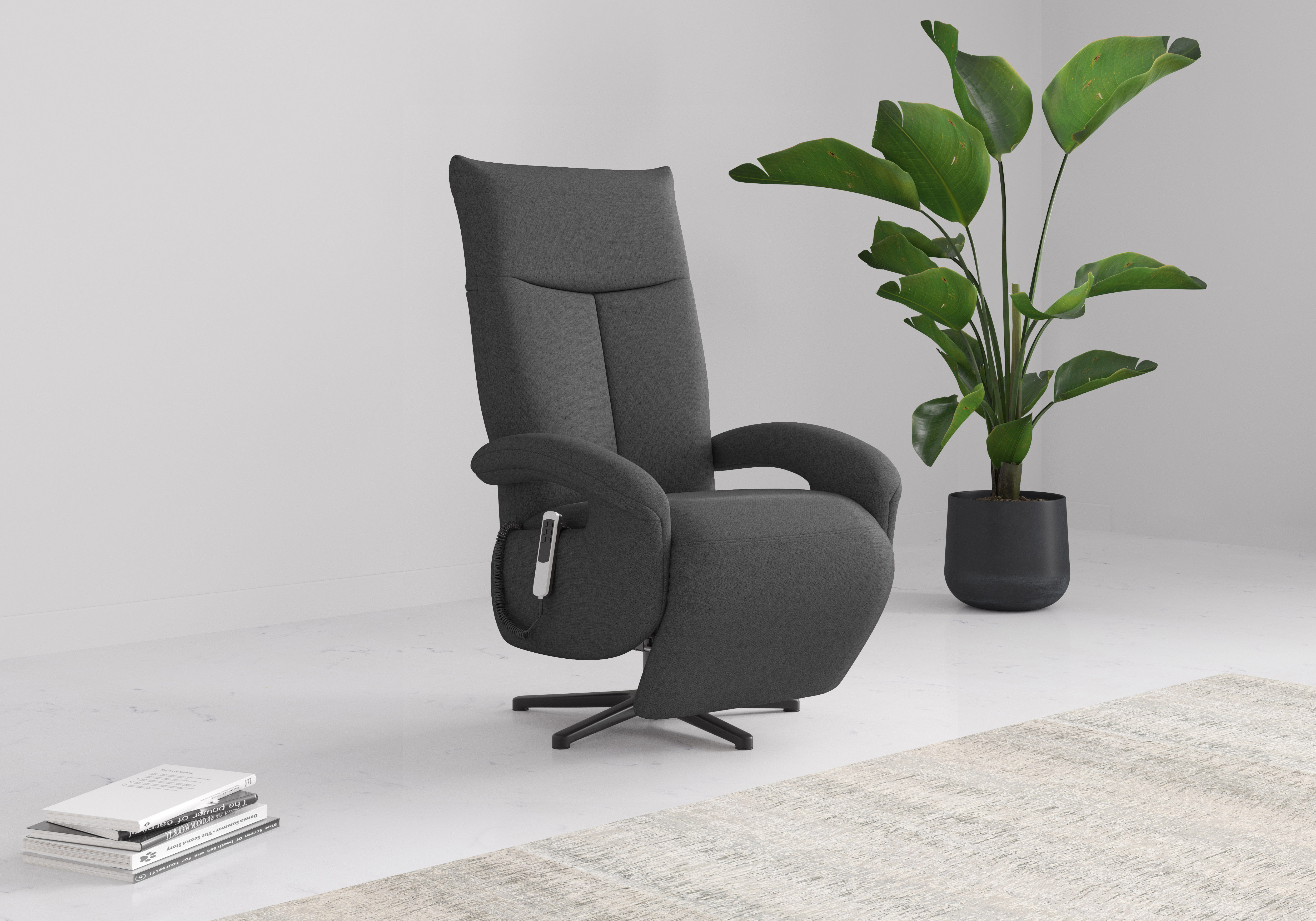 TV-Sessel SIT & MORE "Emely, inkl. Kopfteilverstellung & 360 Drehfunktion", grau (dunkelgrau), B:74cm H:112cm T:82cm, 95%Polyester, 5% Polyamid, Sessel, wahlweise mit 2 Motoren, Akku & Aufstehhilfe Image