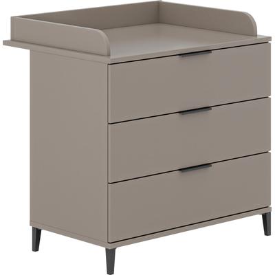 Wickelkommode HOME AFFAIRE "ARI, 3 Schubladen", grau (taupe), B:88cm H:95cm T:52cm, Wickelkommoden, inklusive Wickelaufsatz, Schubladen mit Soft-Close-Funktion