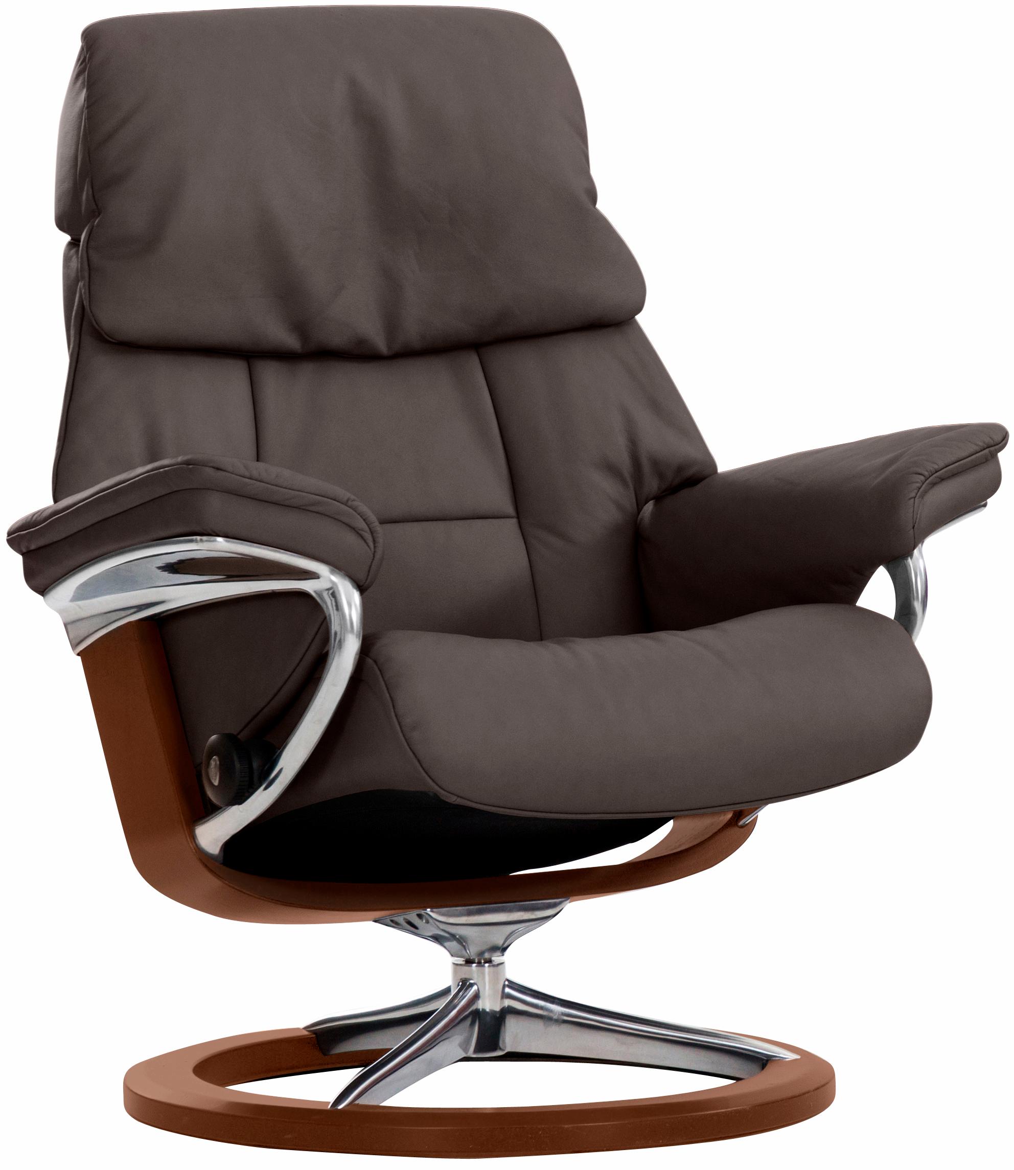 Relaxsessel STRESSLESS "Ruby", braun (chocolate paloma), B:76cm H:100cm T:75cm, Leder PALOMA: durchgefärbtes Semianilin-Möbelleder;Leder BATICK: durchgefärbtes und genarbtes Möbelleder, Sessel, Relaxsessel, mit Signature Base, Größe S, Gestell...