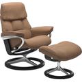 Hocker STRESSLESS "Ruby", braun (latte batick), B:53cm H:41cm T:39cm, Leder BATICK: durchgefärbtes und genarbtes Möbelleder, Leder PALOMA: durchgefärbtes Semianilin-Möbelleder, Hocker, mit Signature Base, Gestell Eiche, Wenge, Braun & Schwarz