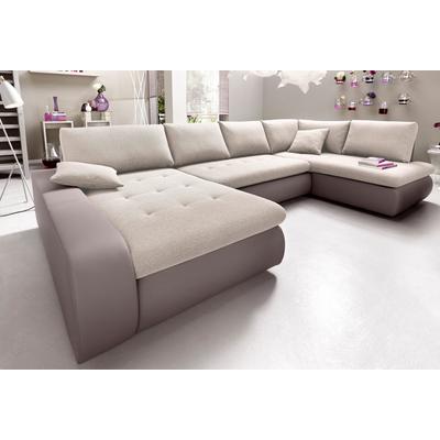 Wohnlandschaft TRENDMANUFAKTUR "Indie, toller Sitzkomfort, aufwendige Detailverarbeitung, U-Form", grau (taupe, hellbeige), B:335cm H:86cm T:179cm, Microfaser PRIMABELLE (100% Polyester)/Struktur (74% Polyester, 26% Polyacryl), Luxus-Microfaser... Image