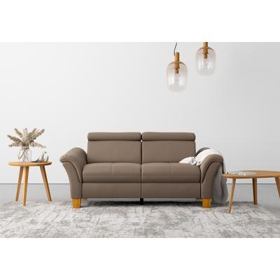 2,5-Sitzer HOME AFFAIRE "Lindgren", braun (nuss), B:185cm H:84cm T:93cm, 100% Polyester, Sofas, wahlweise mit TV-Funktion, links oder beidseitig, Kopfteilverstellung Image