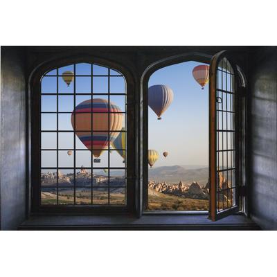Wandsticker QUEENCE "Ballonfahrt", bunt, B:60cm, Vinyl, Wandtattoos, Wandsticker, Wandbild, selbstklebend, 3D, Fenster Image