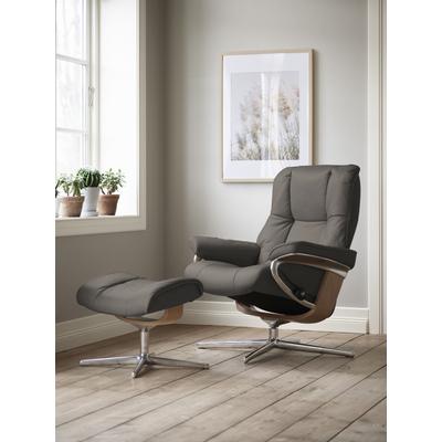 Relaxsessel STRESSLESS "Mayfair", grau (metal grau paloma), B:79cm H:102cm T:73cm, Leder PALOMA: PALOMA ist ein durchgefärbtes Semianilin-Möbelleder mit natürlicher Narbung., Sessel, mit Cross Base, Größe S, M & L, Holzakzent Eiche Image