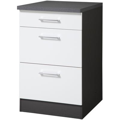 Unterschrank KOCHSTATION "KS-Paris", weiß (weiß, graphit), B:50cm H:85cm T:60cm, Holzwerkstoff, Schränke, Breite 50 cm Image