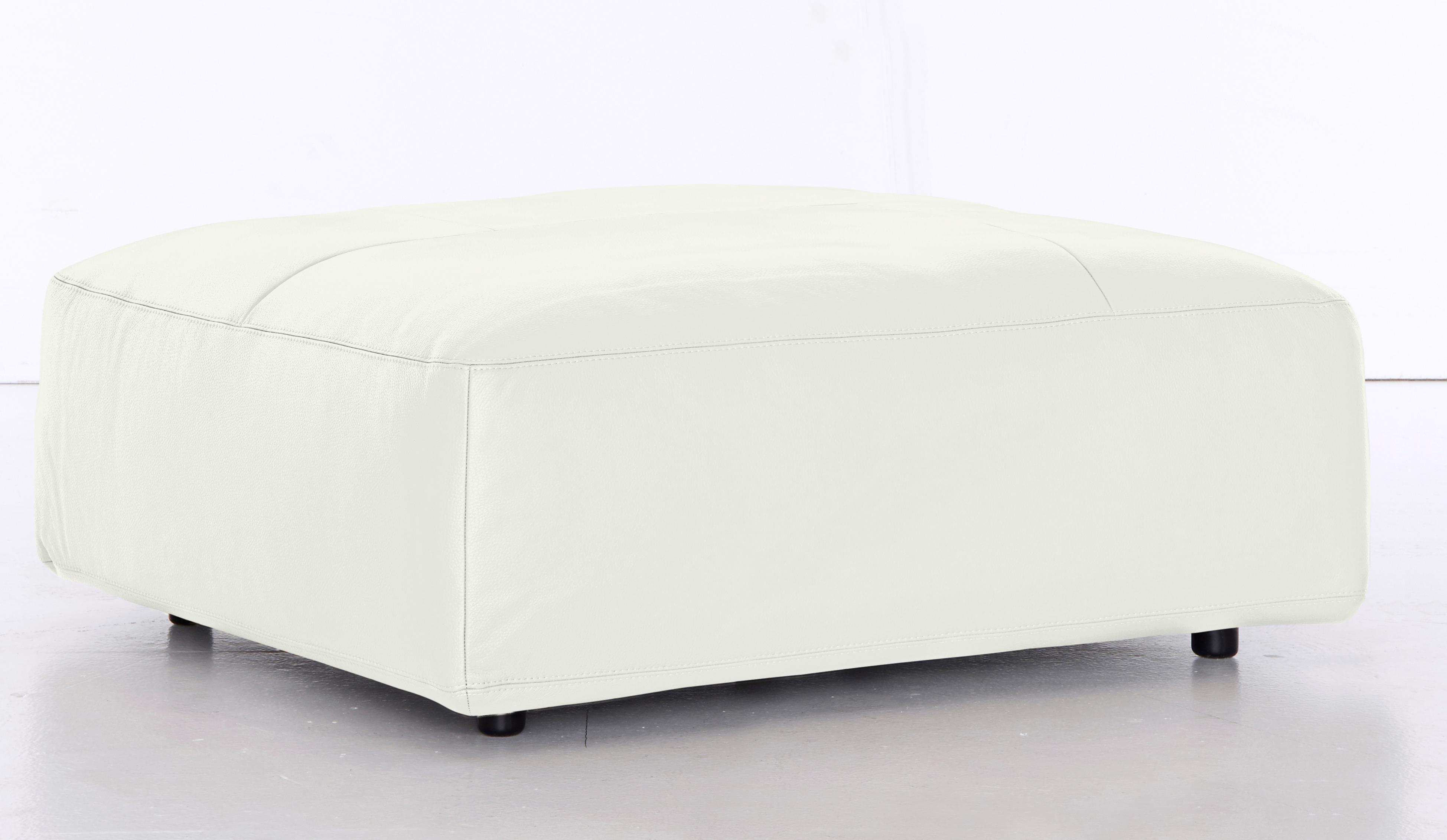 Hocker MUSTERRING "LUCIA", grau (stone bax), B:120cm H:43cm T:120cm, Flachgewebe VALMONT (60% Baumwolle/40% Leinen);Leder PURO, pigmentiertes Leder;Microfaser CRONA (100% Polyester);Flachgewebe FLORIS (100% Polyester);Leder BAX, pigmentiertes Leder,...